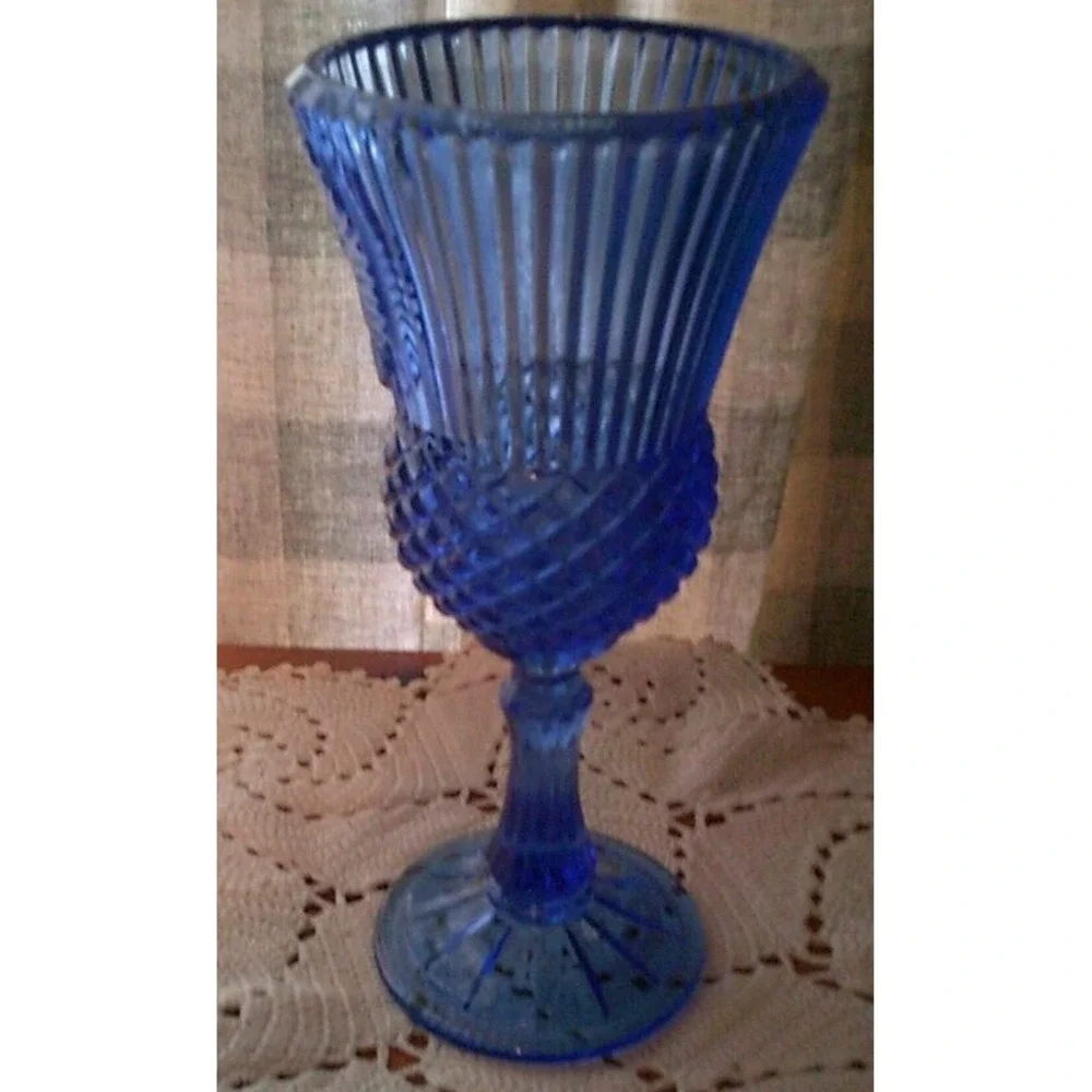 Vintage Avon Fostoria George Washington Cobalt Blue 12oz Water Wine Glass Goblet